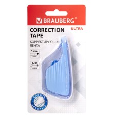 Корректирующая лента BRAUBERG ULTRA, 5 мм х 12 м, корпус бело-голубой, блистер, 229064