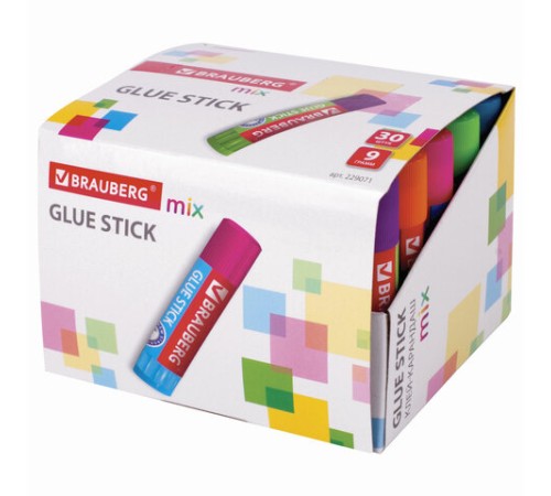 Клей-карандаш BRAUBERG MIX, 9 г, PVP основа, 229071