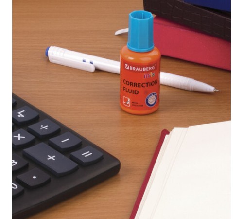 Корректирующая жидкость BRAUBERG MIX, быстросохнущая, 20 мл, с кисточкой, ассорти, 229074