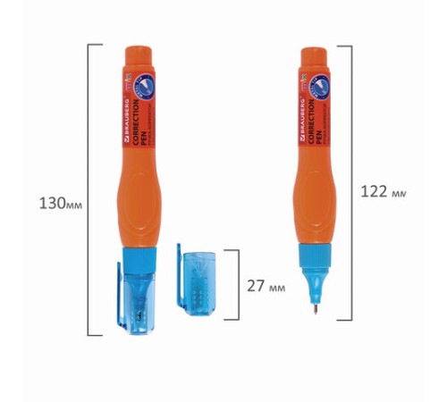 Ручка-корректор BRAUBERG MIX, 9 мл, металлический наконечник, ассорти, 229075