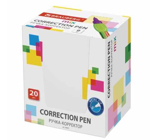 Ручка-корректор BRAUBERG MIX, 9 мл, металлический наконечник, ассорти, 229075