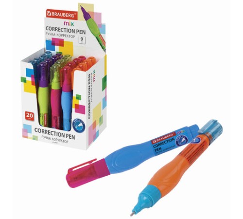 Ручка-корректор BRAUBERG MIX, 9 мл, металлический наконечник, ассорти, 229075