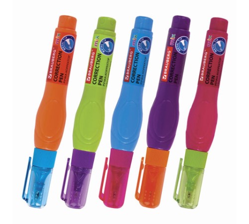 Ручка-корректор BRAUBERG MIX, 9 мл, металлический наконечник, ассорти, 229075