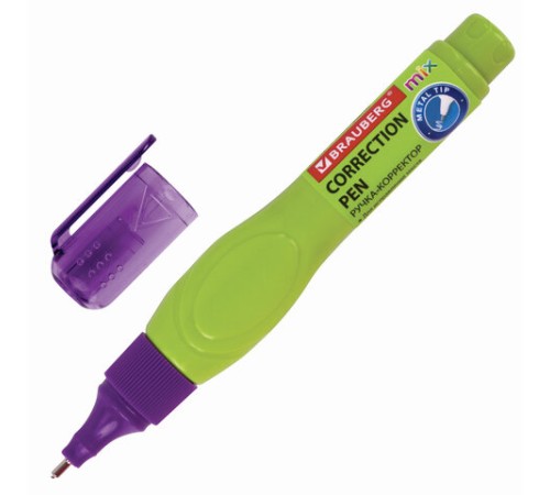 Ручка-корректор BRAUBERG MIX, 9 мл, металлический наконечник, ассорти, 229075