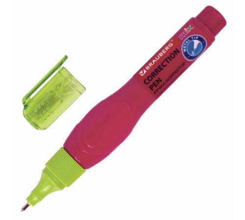 Ручка-корректор BRAUBERG MIX, 9 мл, металлический наконечник, ассорти, 229075