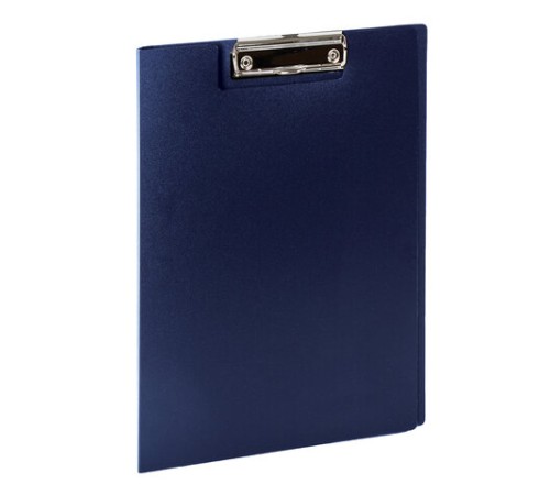 Папка-планшет STAFF, А4 (310х230 мм), с прижимом и крышкой, пластик, синяя, 0,5 мм, 229220