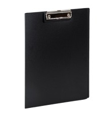 Папка-планшет STAFF, А4 (310х230 мм), с прижимом и крышкой, пластик, черная, 0,5 мм, 229221