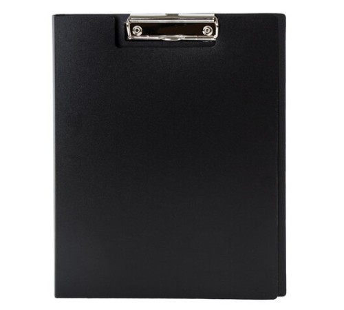 Папка-планшет STAFF, А4 (310х230 мм), с прижимом и крышкой, пластик, черная, 0,5 мм, 229221