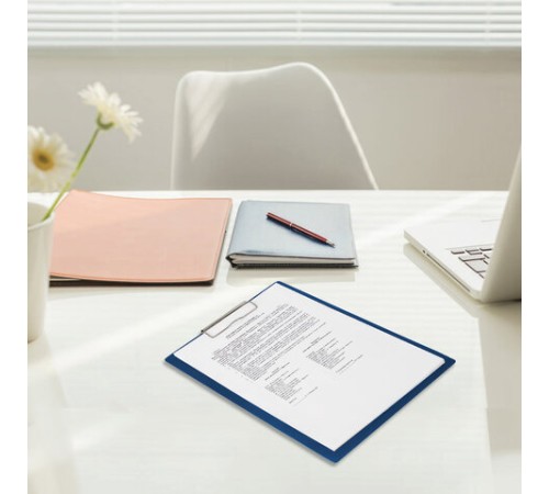 Доска-планшет STAFF с прижимом А4 (315х235 мм), пластик, 1 мм, синяя, 229222