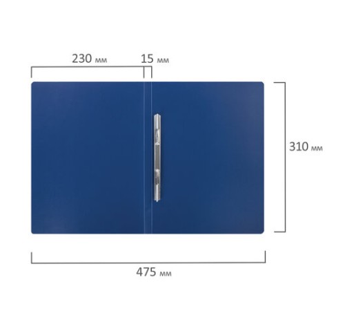 Папка с металлическим скоросшивателем STAFF, синяя, до 100 листов, 0,5 мм, 229224