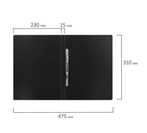 Папка с металлическим скоросшивателем STAFF, черная, до 100 листов, 0,5 мм, 229225