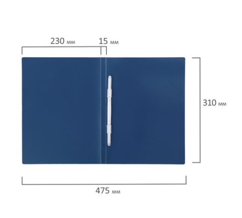 Папка с пластиковым скоросшивателем STAFF, синяя, до 100 листов, 0,5 мм, 229230