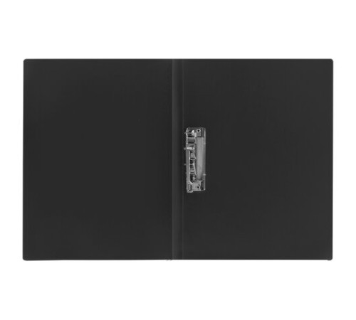 Папка с боковым металлическим прижимом STAFF, черная, до 100 листов, 0,5 мм, 229233