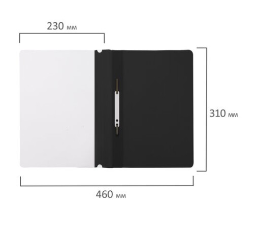 Скоросшиватель пластиковый STAFF, А4, 100/120 мкм, черный, 229239