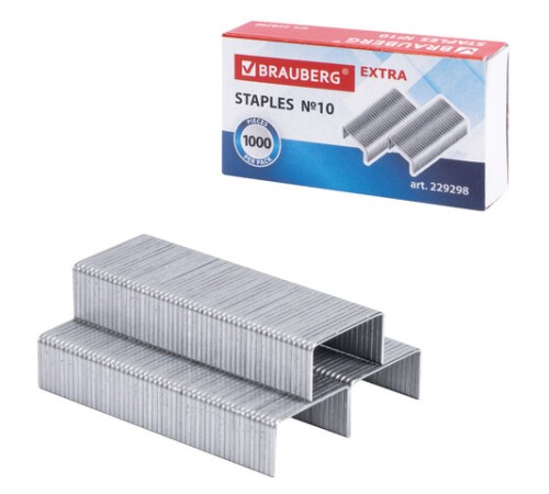 Скобы для степлера цинковое покрытие №10, 1000 штук, BRAUBERG 
