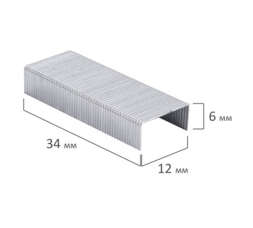 Скобы для степлера цинковое покрытие №24/6, 1000 штук, BRAUBERG 