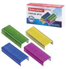 Скобы для степлера цветные №10, 1000 штук, BRAUBERG 