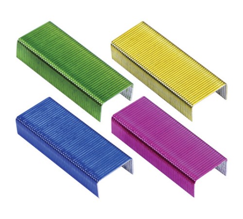 Скобы для степлера цветные №10, 1000 штук, BRAUBERG 