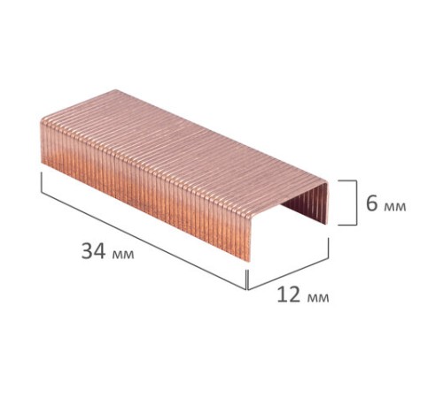 Скобы для степлера медное покрытие №24/6, 1000 штук, BRAUBERG 