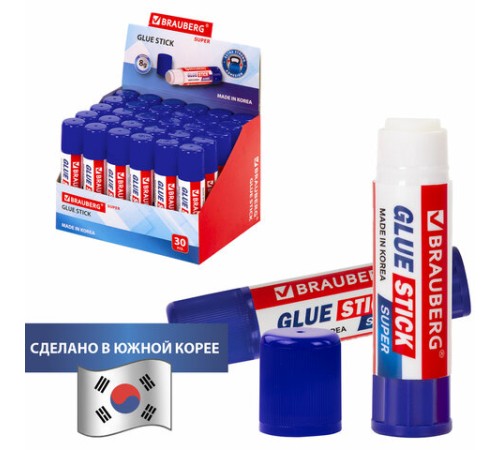 Клей-карандаш BRAUBERG SUPER, 8 г, ЮЖНАЯ КОРЕЯ, 229540