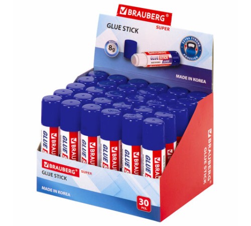 Клей-карандаш BRAUBERG SUPER, 8 г, ЮЖНАЯ КОРЕЯ, 229540