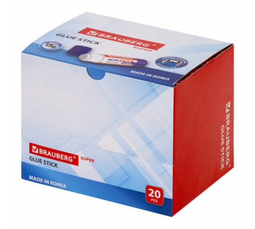 Клей-карандаш BRAUBERG SUPER, 15 г, ЮЖНАЯ КОРЕЯ, 229541