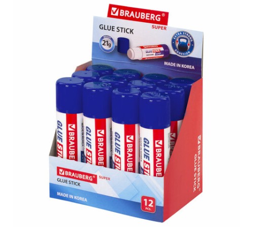 Клей-карандаш BRAUBERG SUPER, 21 г, ЮЖНАЯ КОРЕЯ, 229542