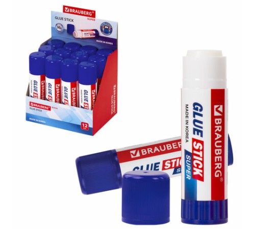 Клей-карандаш BRAUBERG SUPER, 36 г, ЮЖНАЯ КОРЕЯ, 229543