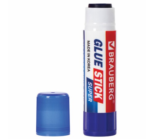 Клей-карандаш BRAUBERG SUPER, 8 г, обесцвечивающийся после высыхания, ЮЖНАЯ КОРЕЯ, 229544