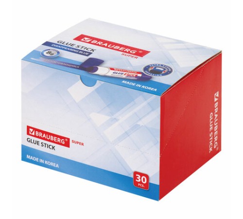 Клей-карандаш BRAUBERG SUPER, 8 г, обесцвечивающийся после высыхания, ЮЖНАЯ КОРЕЯ, 229544