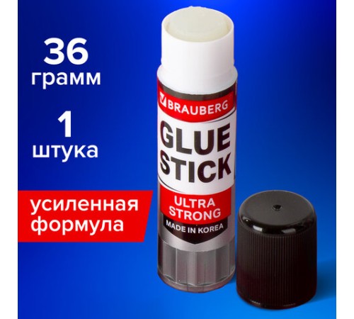 Клей-карандаш BRAUBERG ULTRA STRONG, УСИЛЕННАЯ ФОРМУЛА, 36 г, ЮЖНАЯ КОРЕЯ, 229546