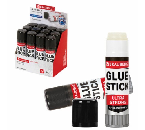 Клей-карандаш BRAUBERG ULTRA STRONG, УСИЛЕННАЯ ФОРМУЛА, 36 г, ЮЖНАЯ КОРЕЯ, 229546