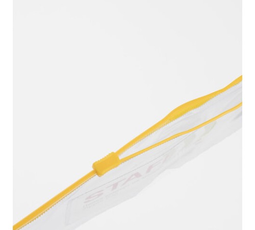 Папка-конверт на молнии МАЛОГО ФОРМАТА (255х130 мм), карман для визиток, прозрачная, 0,12 мм, STAFF, 229549