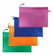 Папка-конверт на молнии МАЛОГО ФОРМАТА (240х175 мм) А5, 2 отделения, ПВХ, BRAUBERG 