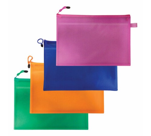 Папка-конверт на молнии МАЛОГО ФОРМАТА (240х175 мм) А5, 2 отделения, ПВХ, BRAUBERG 