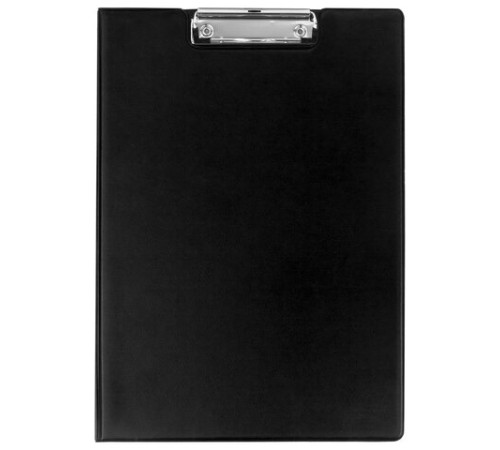Папка-планшет STAFF, А4 (318х228 мм), с прижимом и крышкой, картон/ПВХ, ЧЕРНАЯ, 229557
