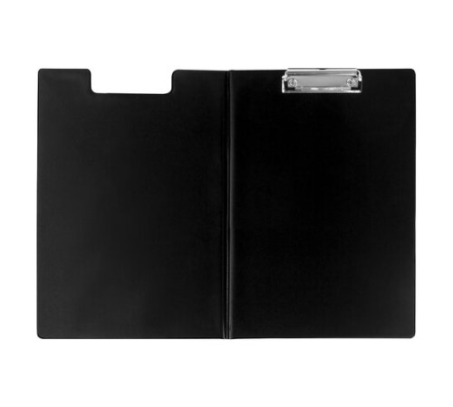 Папка-планшет STAFF, А4 (318х228 мм), с прижимом и крышкой, картон/ПВХ, ЧЕРНАЯ, 229557