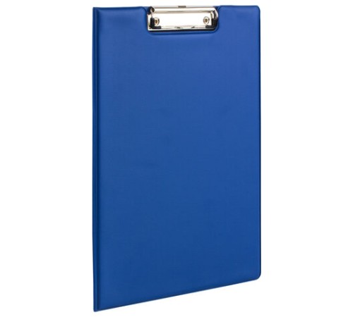 Папка-планшет STAFF, А4 (318х228 мм), с прижимом и крышкой, картон/ПВХ, СИНЯЯ, 229558