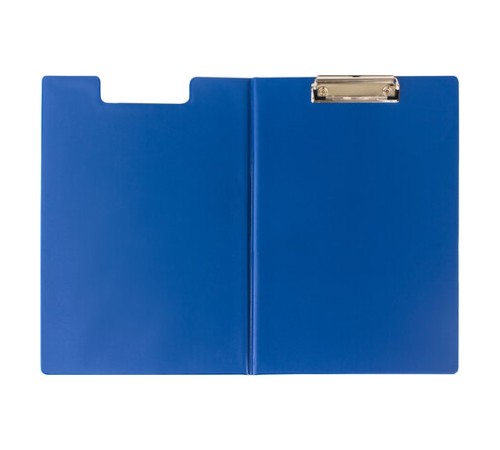 Папка-планшет STAFF, А4 (318х228 мм), с прижимом и крышкой, картон/ПВХ, СИНЯЯ, 229558