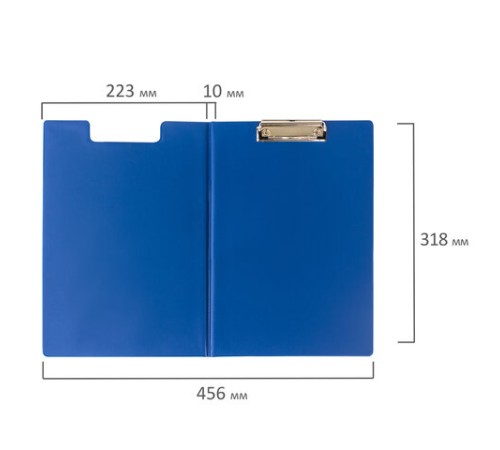 Папка-планшет STAFF, А4 (318х228 мм), с прижимом и крышкой, картон/ПВХ, СИНЯЯ, 229558