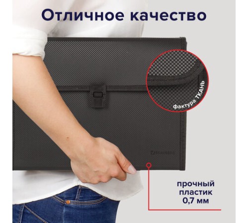 Папка для бумаг и документов с замком и 13 отделениями BRAUBERG 