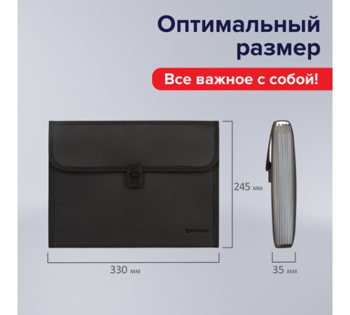 Папка для бумаг и документов с замком и 13 отделениями BRAUBERG 