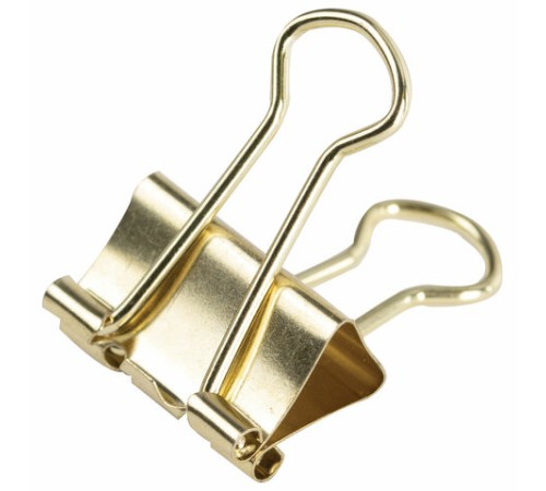 Зажимы для бумаг BRAUBERG EXTRA, КОМПЛЕКТ 12 шт., 19 мм, на 60 л., золотистые, европодвес, 229586