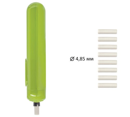 Ластик электрический BRAUBERG JET, питание от 2 батареек ААА, 8 сменных ластиков, салатовый, 229615