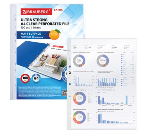 Папки-файлы перфорированные А4 BRAUBERG 