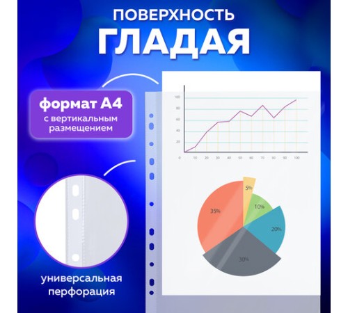 Папки-файлы перфорированные А4 BRAUBERG 