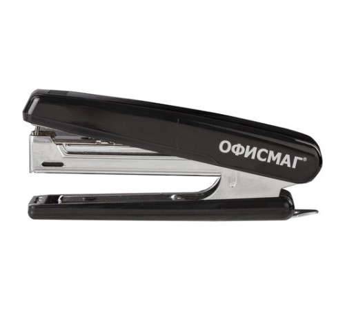 Степлер №10 ОФИСМАГ, до 12 листов, с антистеплером, черный, 229690