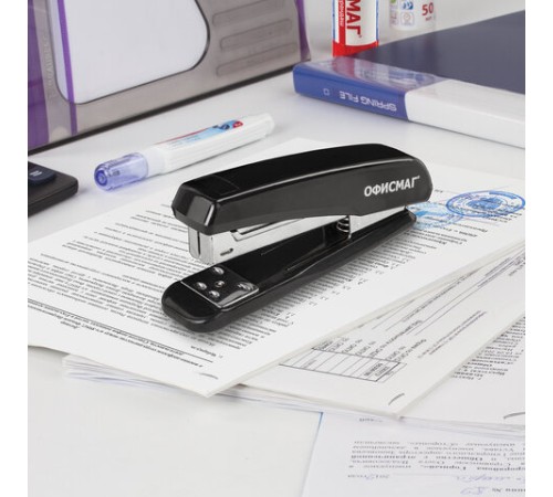 Степлер №24/6, 26/6 ОФИСМАГ, до 25 листов, черный, 229691