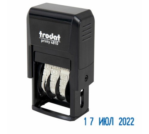 Датер-мини месяц буквами, оттиск 20 х 3,8 мм, синий, TRODAT 4810, корпус черный