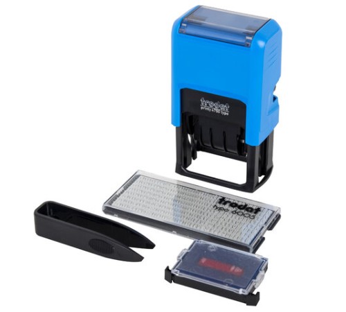 Датер самонаборный, 2 строки + дата, оттиск 41х24 мм, сине-красный, TRODAT 4750, касса в комплекте, 4755